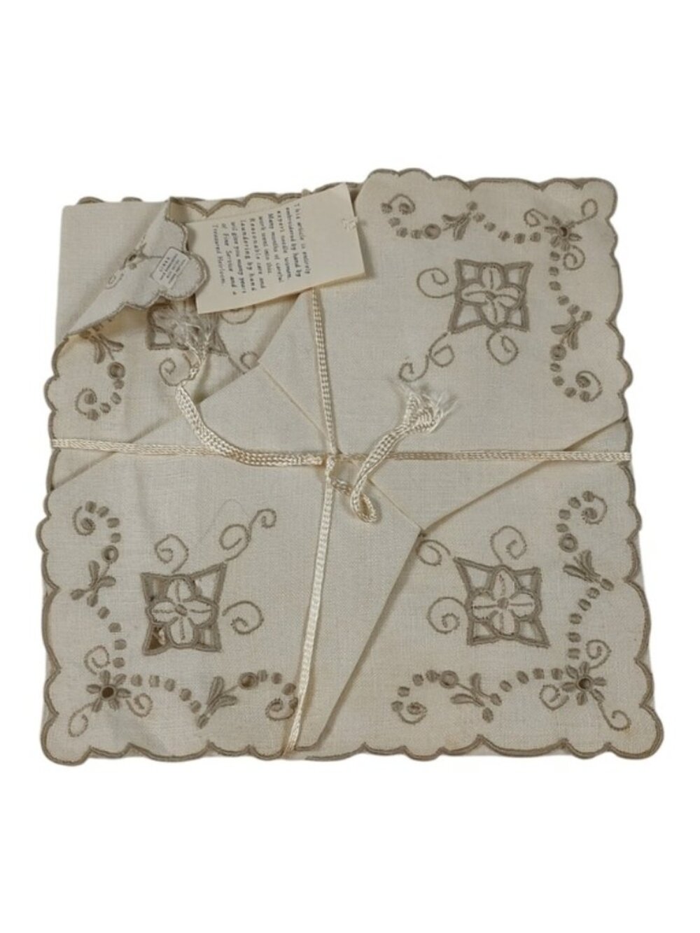 Vintage BLI Portuguese Linen Napkins Hand Embroidered Azores Set of 4